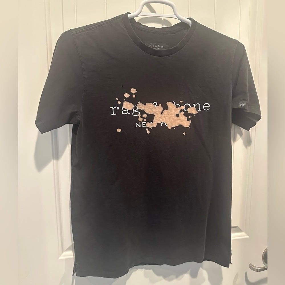 Rag & Bone Black and Tan Graphic Tee Medium